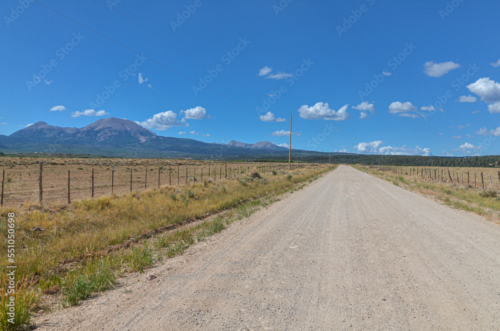 gravel road in the countryside near La Sal mountains (San Juan county, Utah)