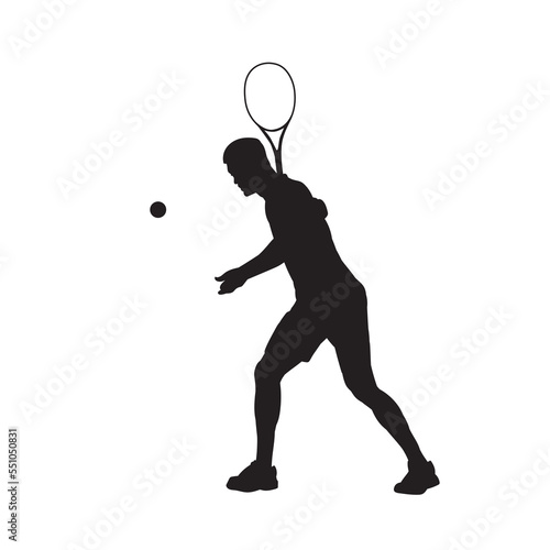 Male tennis court sport player silhouette vector isolated. © Adikris
