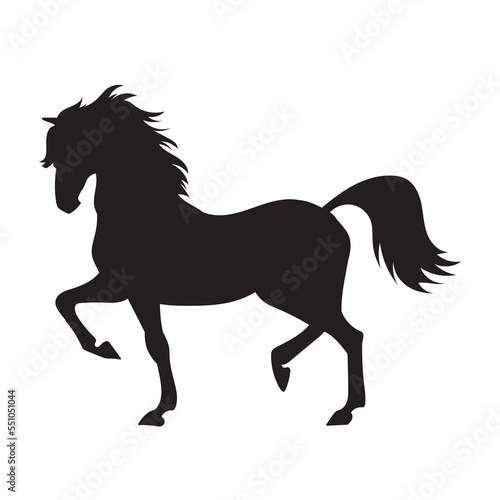 Black silhouette of horse. Vector wild animal illustration.