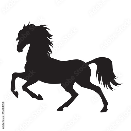 Fototapeta Naklejka Na Ścianę i Meble -  Black silhouette of horse. Vector wild animal illustration.