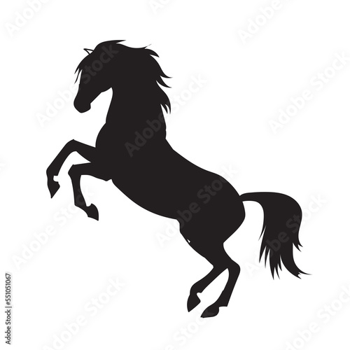 Fototapeta Naklejka Na Ścianę i Meble -  Black silhouette of horse. Vector wild animal illustration.