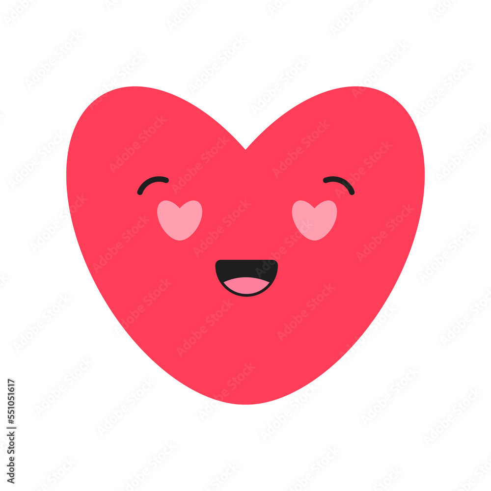 Heart, love, romance or valentine's day red vector icon
with kawaii emoji for apps and websites Heart, love, romance or valentine's day red vector icon
with kawaii emoji for apps and websites
