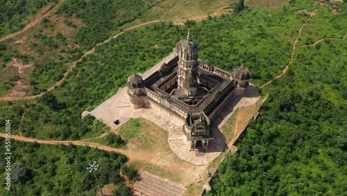 An Aerial Shot of Lakshmi Narayan Temple at Orchha, Madhya Pradesh, India photo