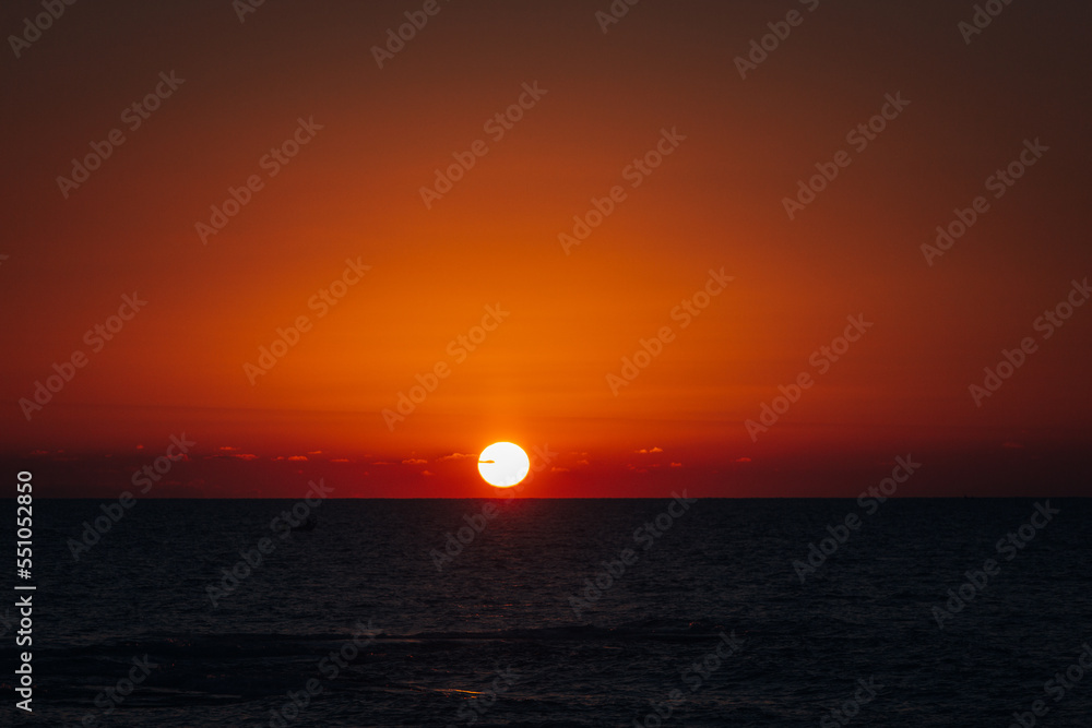 Red sunset over the sea in Latvia