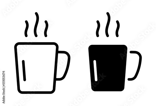 Cup with hot drink line icon. Steam, tea, coffee, cafe, break, time, have a rest, green, black, brew, tasty, caffeine, breakfast, morning. Beverage concept. Vector line icon on white background