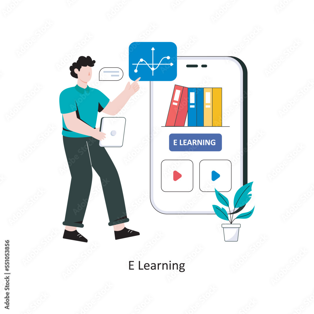 E Learning flat style design vector illustration. stock illustration E Learning flat style design vector illustration. stock illustration