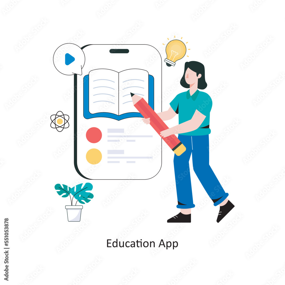 Education App flat style design vector illustration. stock illustration Education App flat style design vector illustration. stock illustration