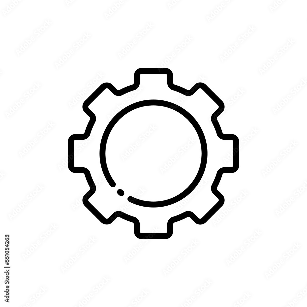 Gear line icon. Draw, project, architecture, engineering, engineer, architect, construction, model, design, plan, settings, fix, repair. Technology concept. Vector line icon on white background Gear line icon. Draw, project, architecture, engineering, engineer, architect, construction, model, design, plan, settings, fix, repair. Technology concept. Vector line icon on white background