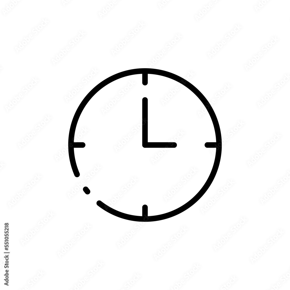 Watch line icon. Time management, minute, alarm clock, reminder, minute hand, sleep, important day, hour. Punctuality concept. Vector line icon on white background for Business and advertising Watch line icon. Time management, minute, alarm clock, reminder, minute hand, sleep, important day, hour. Punctuality concept. Vector line icon on white background for Business and advertising