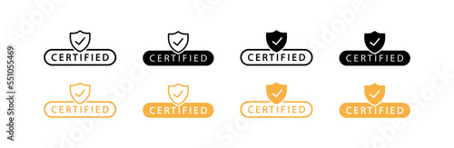 Shield with tick line icon. Certified, security, protection, protection, vindication, password, twofactor authentication. Defense concept. Vector line icon on white background