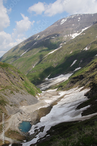 Waterfalls on the way to mountain water reservoirs in Kaprun  Austria 