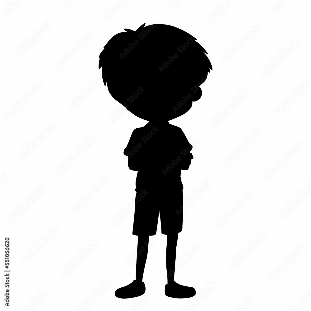 The silhouette of a boy illustration on white background 