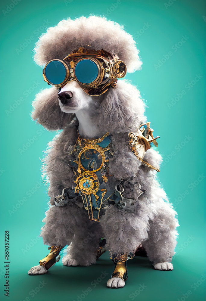 Steampunk dog with glasses