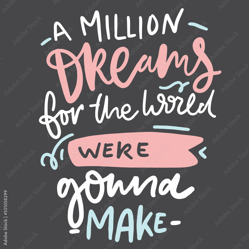 Dreams quotes. Motivational sign. Hand lettering illustration for your design