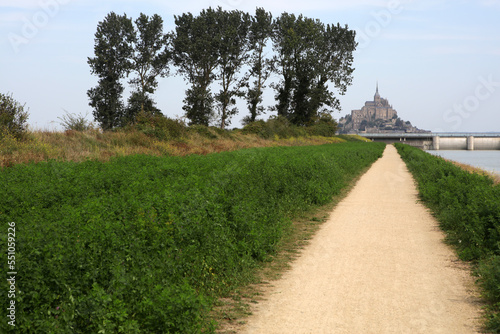 Walking path along river Le Couesnon - Mont-Saint-Michel - Manche - Normandie - France photo