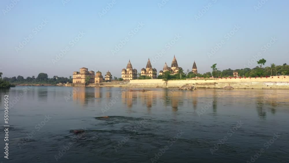 An Aerial Shot of The Royal Chhatris at Orchha, Madhya Pradesh, India An Aerial Shot of The Royal Chhatris at Orchha, Madhya Pradesh, India