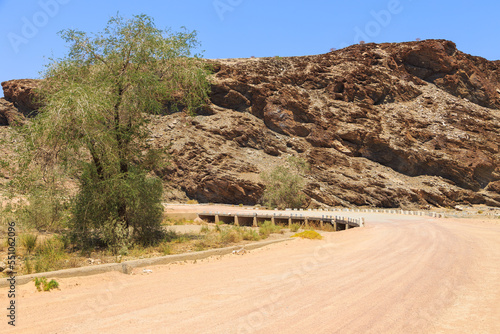 Namibian landscape along the gravel road. Gaub Pass, Namibia. photo