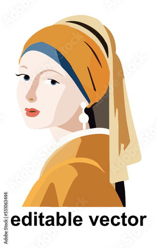 Girl with a pearl earring editable vector