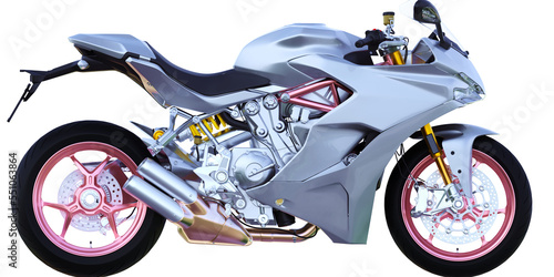 side view super bike, motorcycle for make mockup on empty background