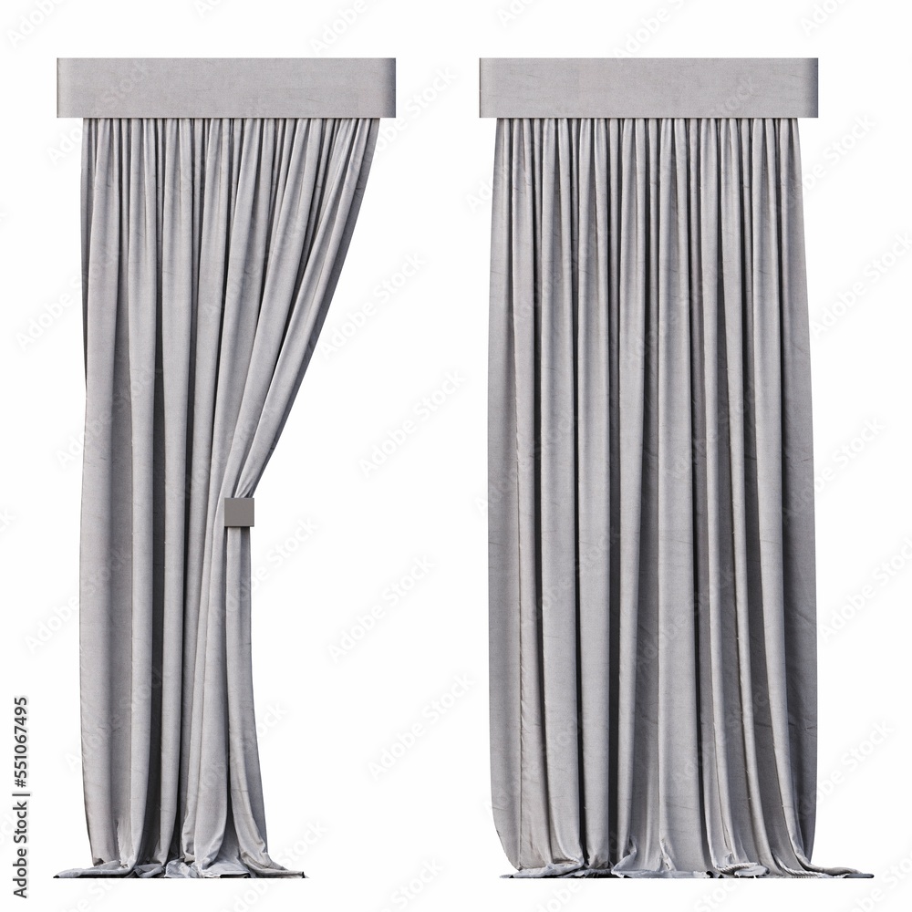 curtain isolated on white background, 3D illustration, cg render curtain isolated on white background, 3D illustration, cg render