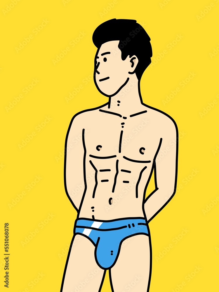 Fototapeta premium cute man cartoon on yellow background