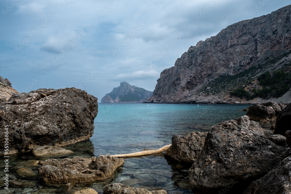 Scenic view of rock and turquoise water in Mallorca