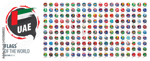 A set of vector icons with flags of countries photo