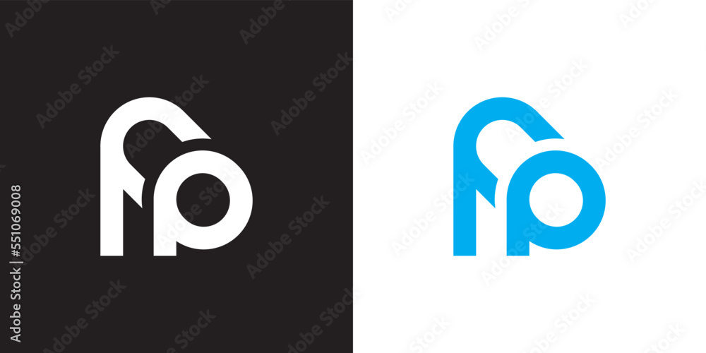 Minimal FP logo. Icon of a PF letter on a luxury background. Logo idea