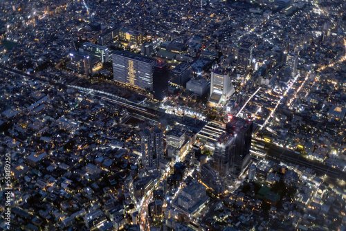 夜の中央線中野駅付近を空撮 photo