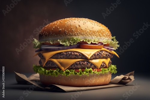 ハンバーガー 料理 食べ物 肉 食事 レストラン 3DCG