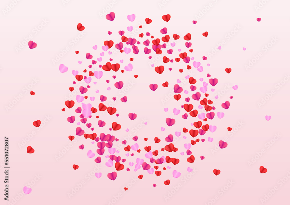 Violet Confetti Background Pink Vector. Card Frame Heart. Red Love Backdrop. Tender Heart Day Illustration. Fond Cute Texture.