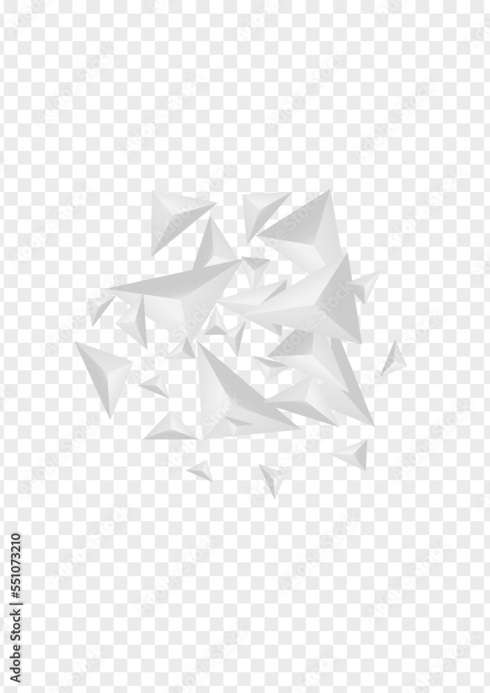 Naklejka premium Silver Element Background Transparent Vector. Polygon Shadow Design. Hoar Beauty Banner. Origami Simple. Gray Triangular Template.