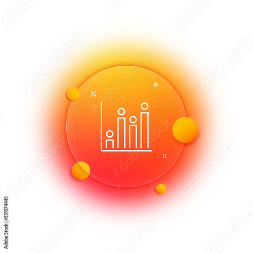 Bar chart line icon. Diagram, statistical data, statistics, circles, captures, graph, analytics, analysis, science, presentation, strategy. Business concept. Glassmorphism style. Vector line icon
