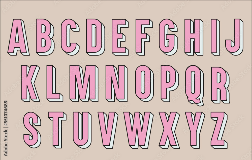 Pink and white alphabet, Retro Alphabet, Vintage letters font