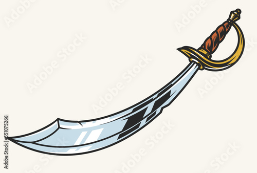 Medieval saber vintage colorful element