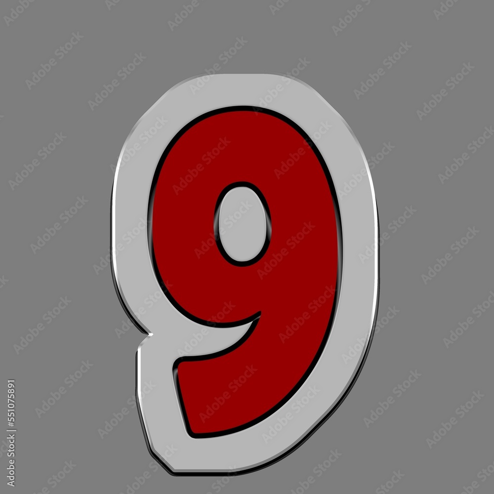 Badge with red number 9