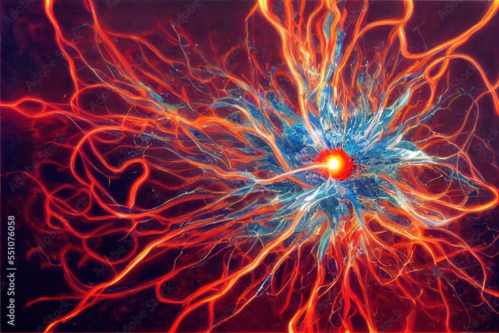 High-tech neural network and cell network, beautiful solar system ...