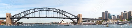 Panoramic cityscape of Sydney Harbour Bridge and CBD