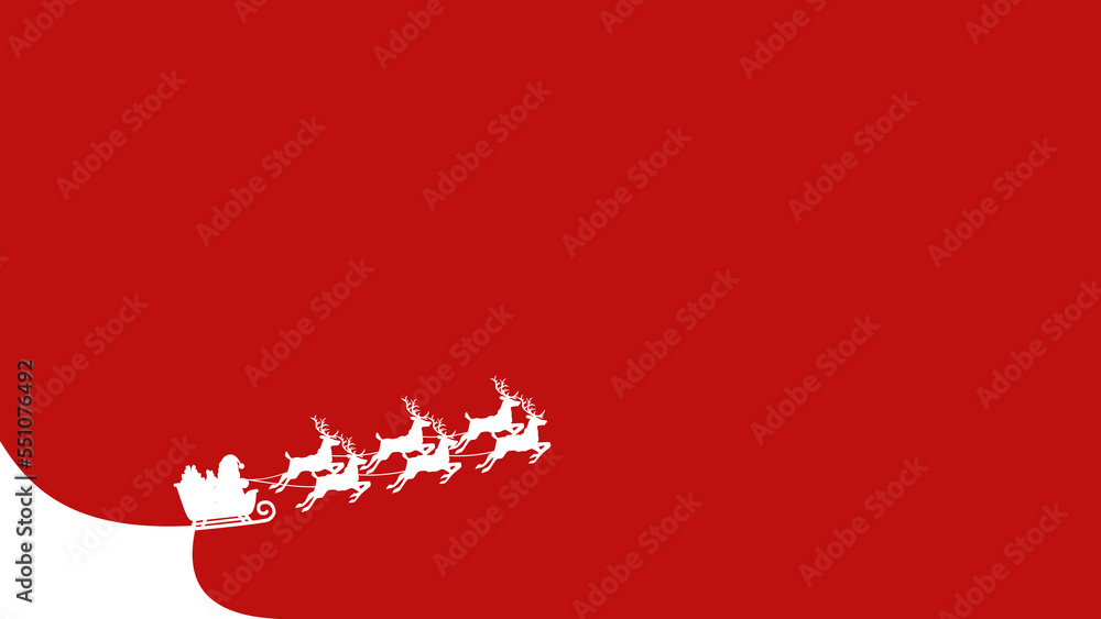 Santa and reindeer. Merry Christmas banner with empty space. vector eps