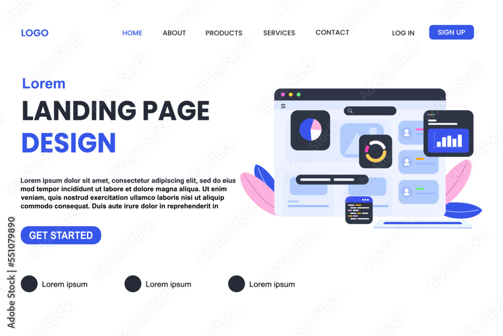 Digital Marketing landing web page for website and responsive mobile website vector illustration Digital Marketing landing web page for website and responsive mobile website vector illustration