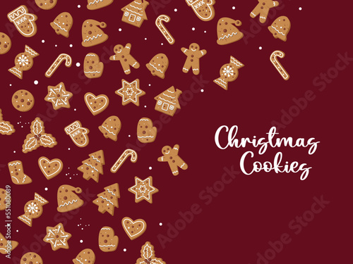 Christmas cookies and gingerbreads background Vector Illustration