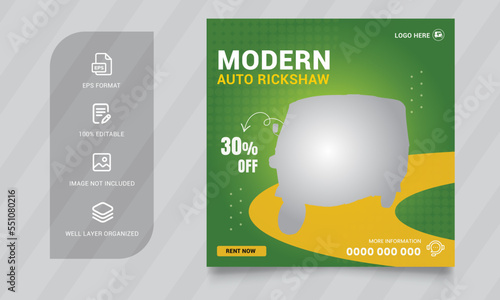 auto rickshaw social media banner post template