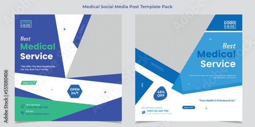 Best Medical Service square flyer and social media post template design