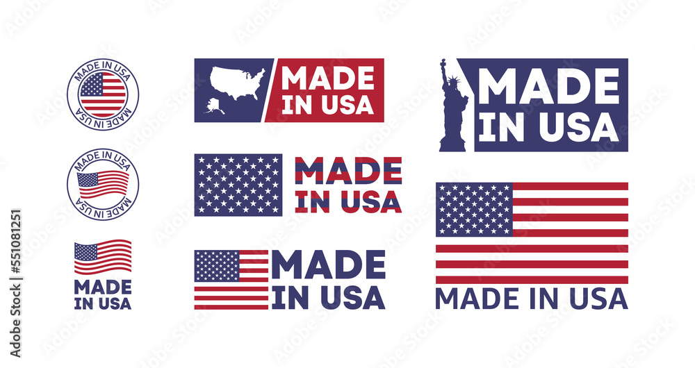 Made in usa labels, signs. American product template. Vector EP 10 Made in usa labels, signs. American product template. Vector EP 10