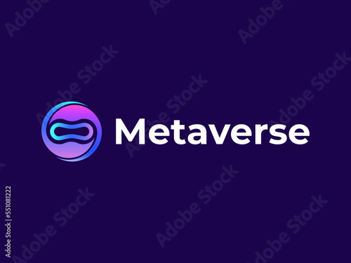 Metaverse futuristic virtual reality logo design