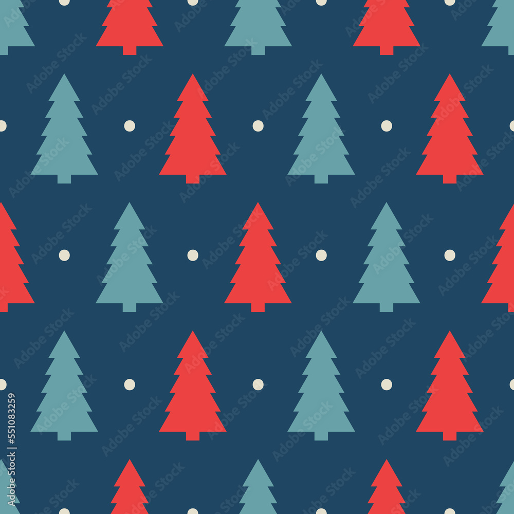 Vector minimal dots Christmas trees repeat pattern