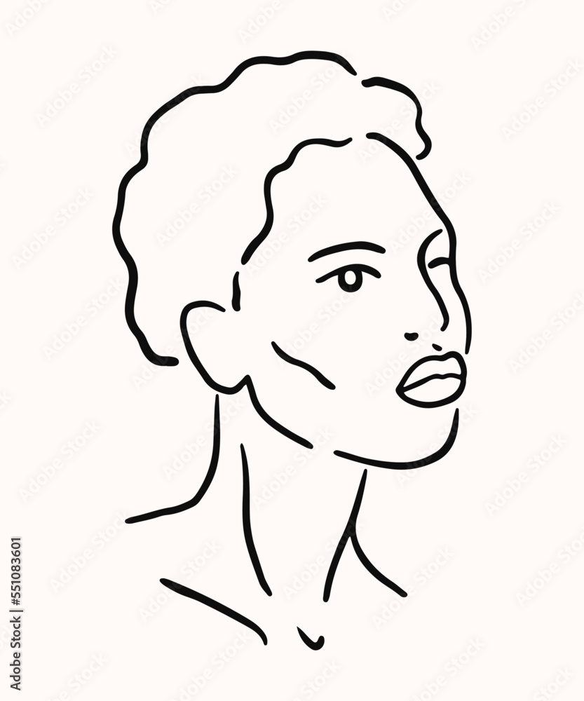 Women face illustration. Hand drawn art in ink line style. Women face illustration. Hand drawn art in ink line style.