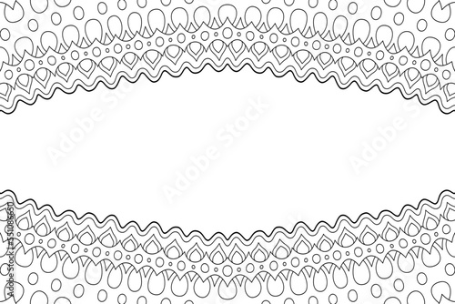 Line art for coloring book with ornate border