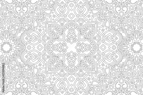 Art for coloring book with black fantasy pattern