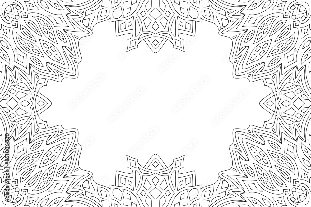 Fototapeta premium Line art for coloring book with rectangle border